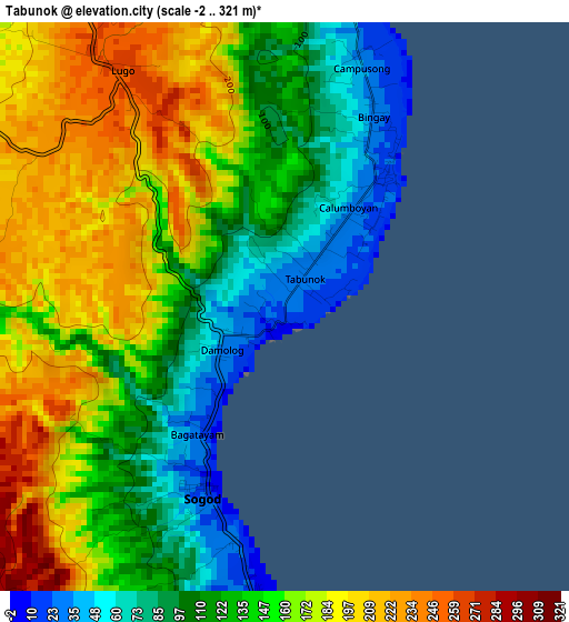 Tabunok elevation map