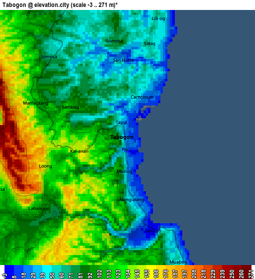 Tabogon elevation map