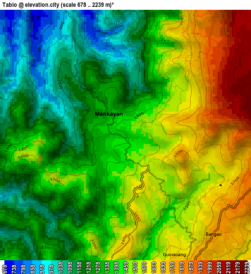 Tabio elevation map