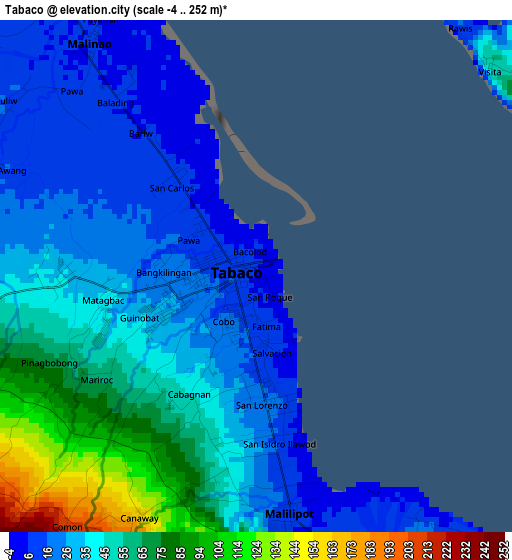 Tabaco elevation map