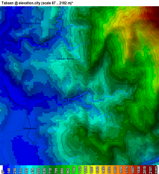 Tabaan elevation map