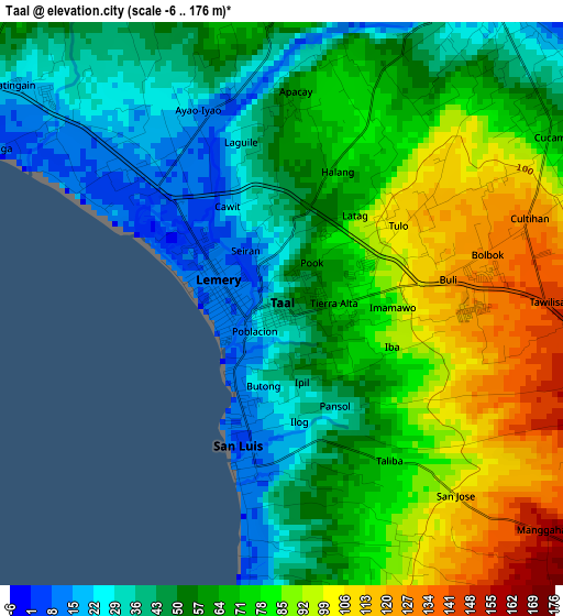 Taal elevation map