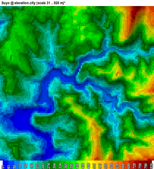 Suyo elevation map