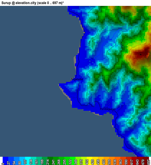 Surup elevation map