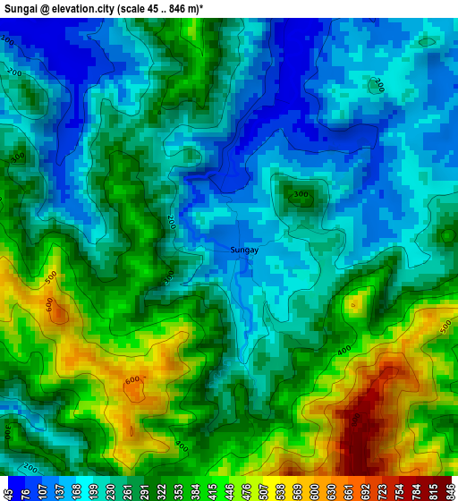 Sungai elevation map