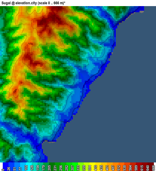 Sugal elevation map