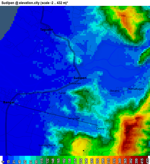 Sudipen elevation map