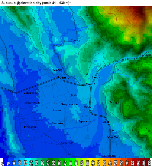 Subusub elevation map