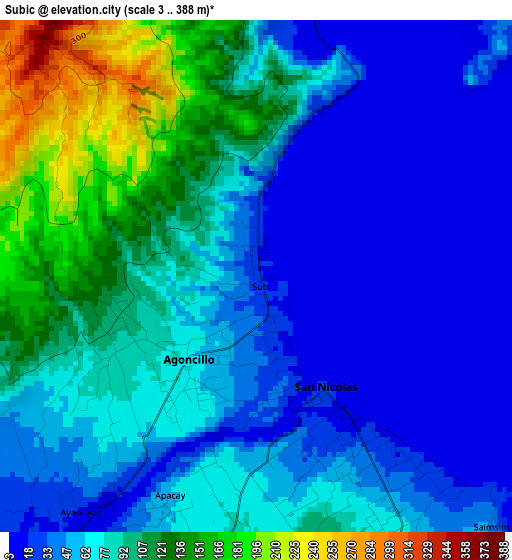 Subic elevation map