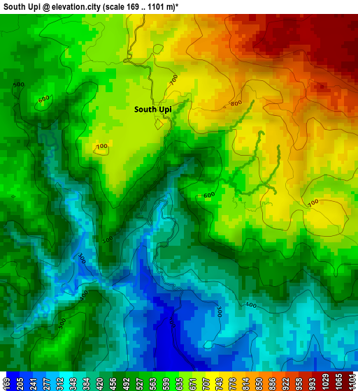 South Upi elevation map