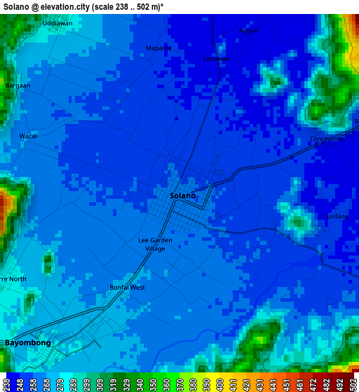 Solano elevation map