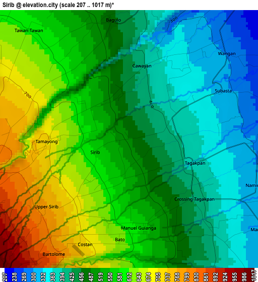 Sirib elevation map