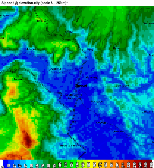 Sipocot elevation map