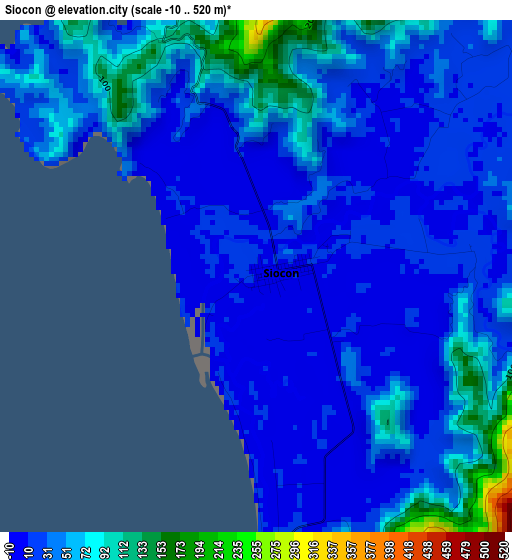 Siocon elevation map