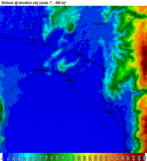 Siniloan elevation map