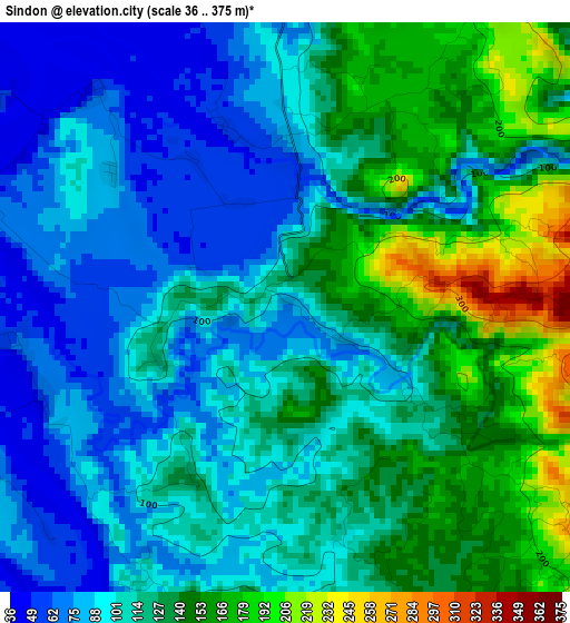 Sindon elevation map