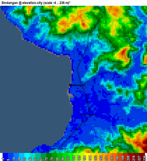 Sindangan elevation map