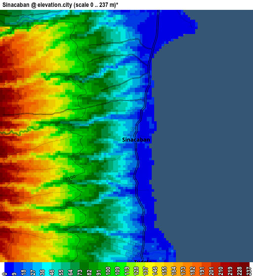 Sinacaban elevation map