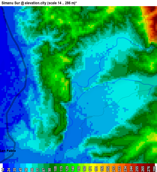 Simanu Sur elevation map