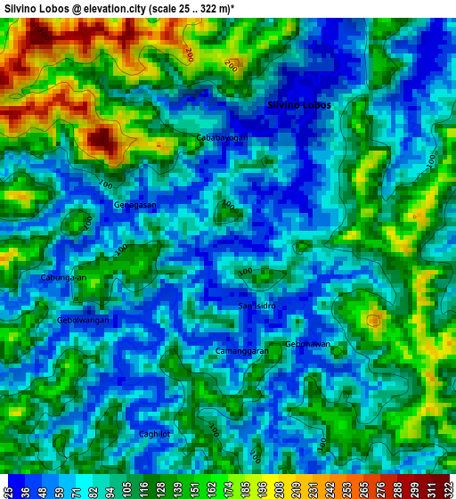 Silvino Lobos elevation map