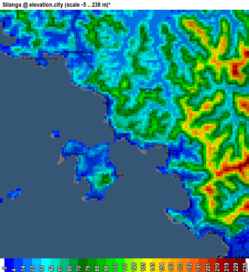 Silanga elevation map