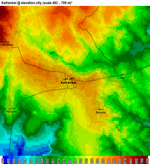 Kafranbel elevation map