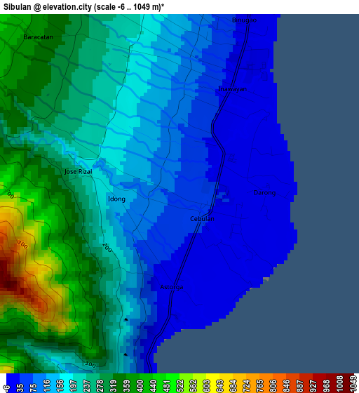 Sibulan elevation map