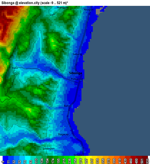 Sibonga elevation map