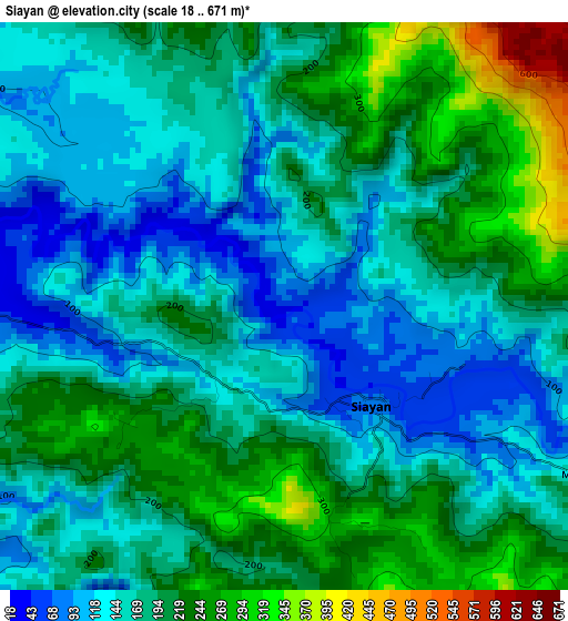 Siayan elevation map