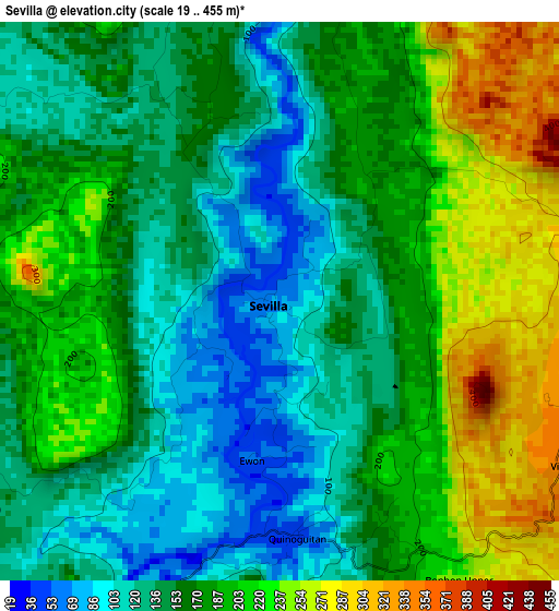 Sevilla elevation map