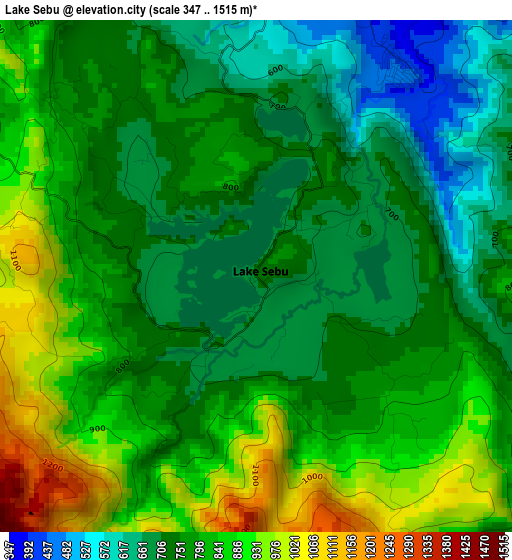 Lake Sebu elevation map