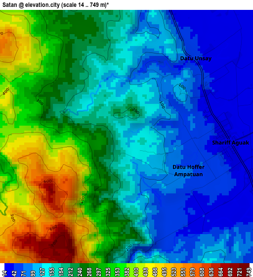 Satan elevation map