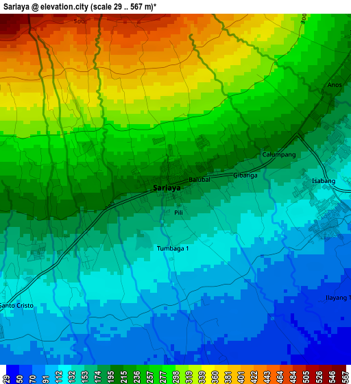 Sariaya elevation map