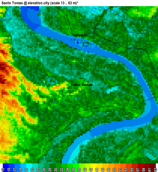 Santo Tomas elevation map