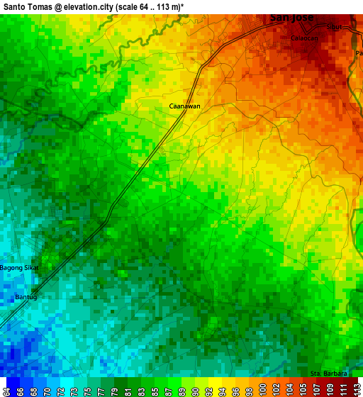 Santo Tomas elevation map