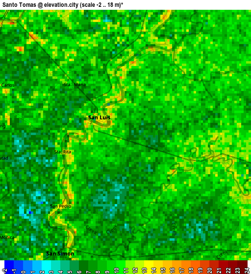 Santo Tomas elevation map