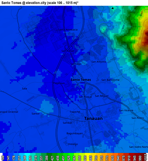 Santo Tomas elevation map