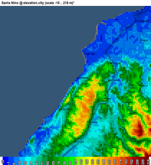 Santa Nino elevation map