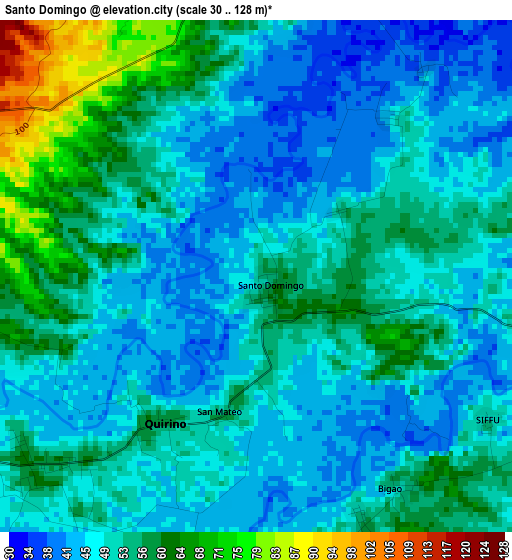Santo Domingo elevation map
