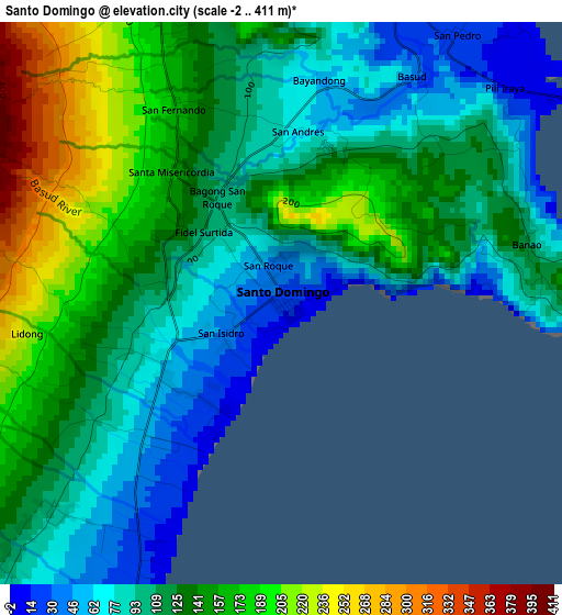 Santo Domingo elevation map