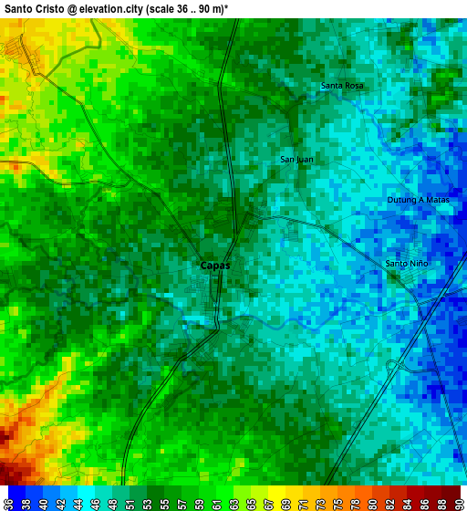 Santo Cristo elevation map