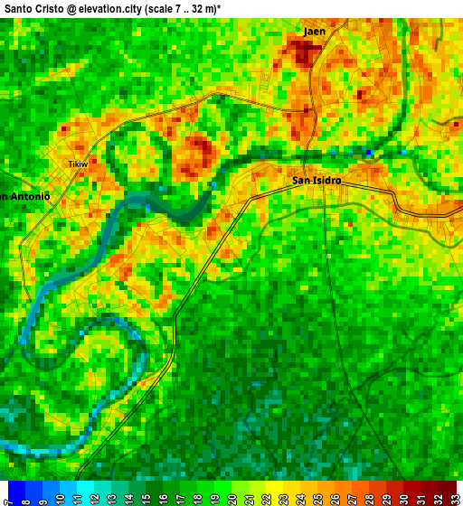 Santo Cristo elevation map