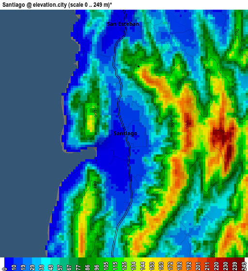 Santiago elevation map