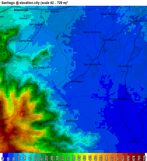 Santiago elevation map