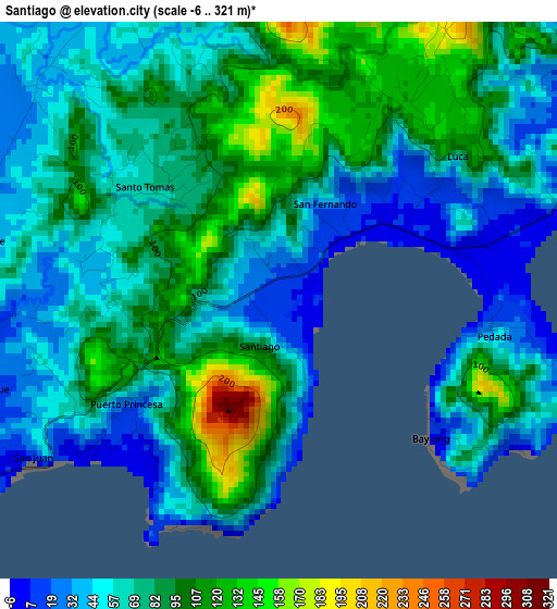 Santiago elevation map