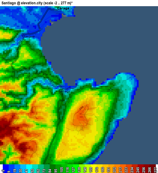 Santiago elevation map