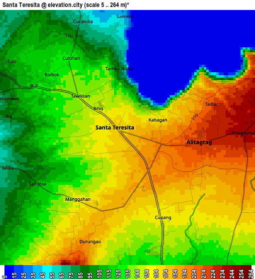 Santa Teresita elevation map