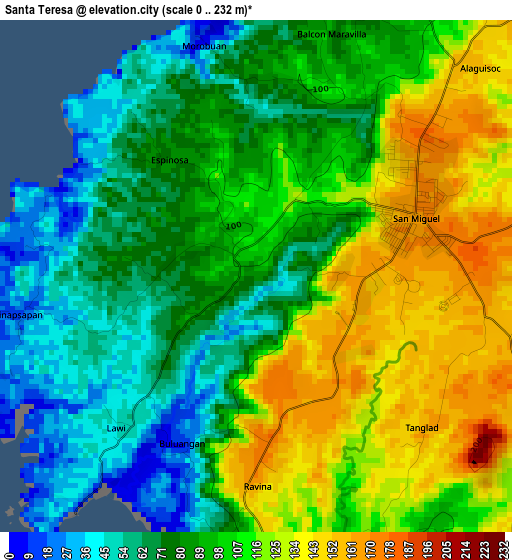 Santa Teresa elevation map