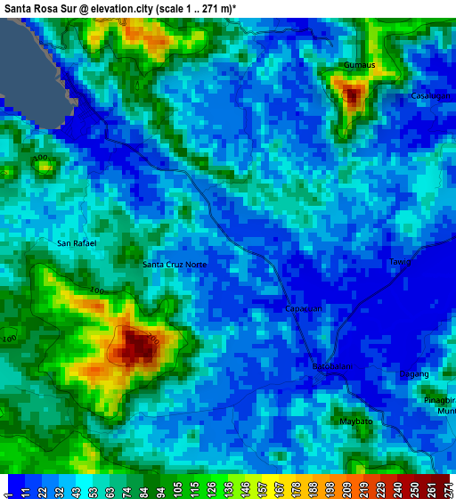 Santa Rosa Sur elevation map