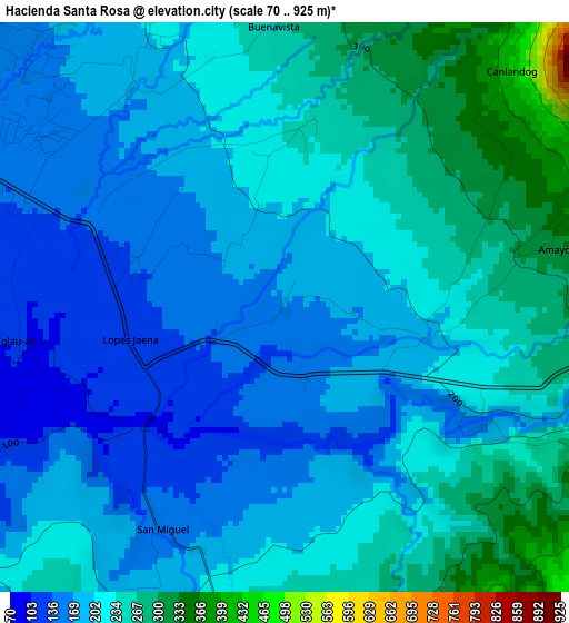 Hacienda Santa Rosa elevation map